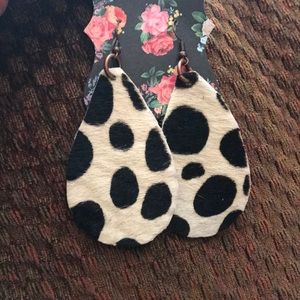 Custom leather hair-on cowhide earrings